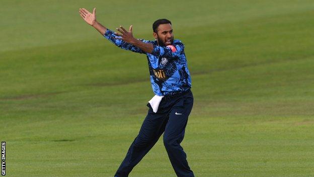 Adil Rashid appeals for a wicket while playing for Yorkshire