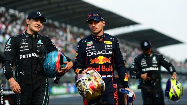 George Russell and Max Verstappen