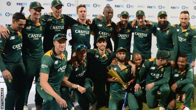 South Africa with the one-day series trophy
