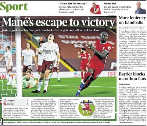 Tuesday's back pages BBC Sport