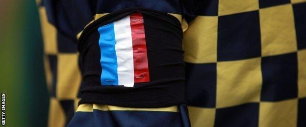 Jockeys wore black armbands with tricolours after the Paris attacks