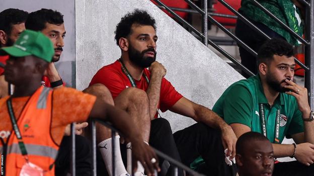 Egypt forward Mohamed Salah watches on from the stands as the Pharaohs face Cape Verde at the Felix Houphouet-Boigny Stadium