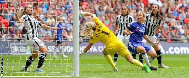 Carly Telford makes a save during the 2015 Women's Fa Cup final