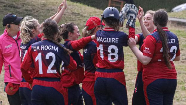 Jersey celebrate a wicket