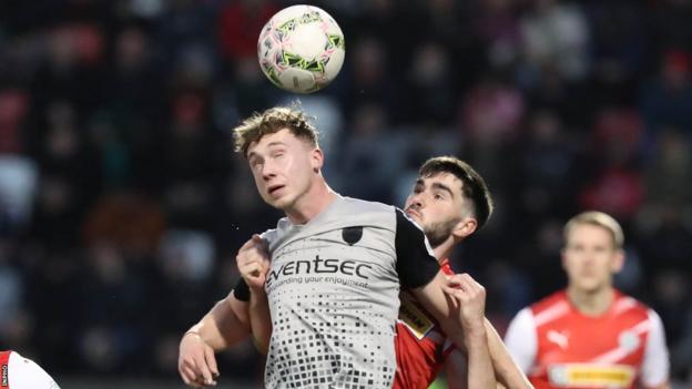 Coleraine striker Matthew Shevlin in action against Cliftonville