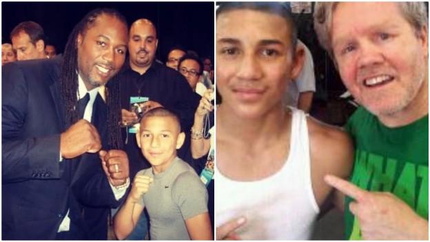 Lopez posted images of him alongside Lennox Lewis (left) and trainer Freddie Roach