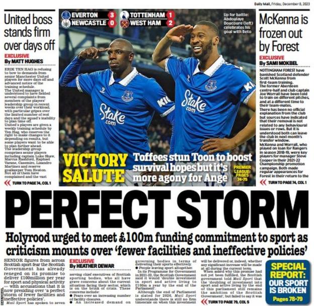 The back page of the Scottish Daily Mail on 081223