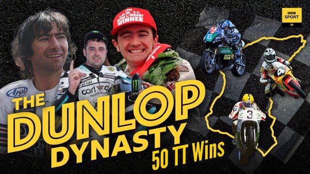 Joey Dunlop, Michael Dunlop และ Robert Dunlop ชนะ 50 TT
