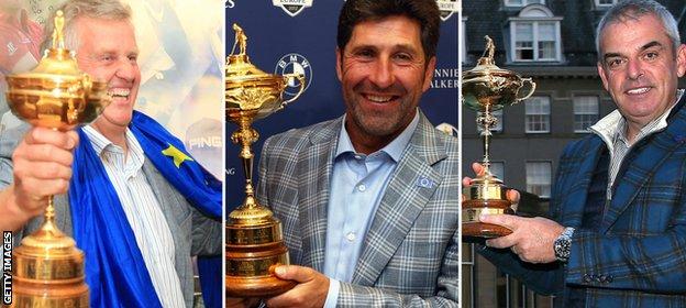 Colin Montgomerie (2010), Jose Olazabal (2012) and Paul McGinley (2014)