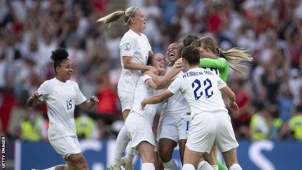 England players celebrate after the final whistle at Wembley