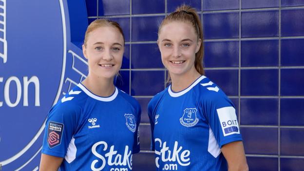 Everton's Sara and Karen Holmgaard at the club's training ground