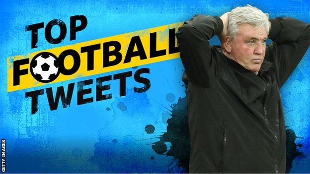 Steve Bruce holds his head in a top football tweets branded image