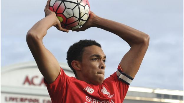 Trent Alexander-Arnold playing for Liverpool's academy team