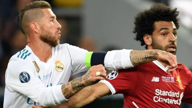Download Sergio Ramos: Mohamed Salah 'arm grab' led to shoulder injury - BBC Sport