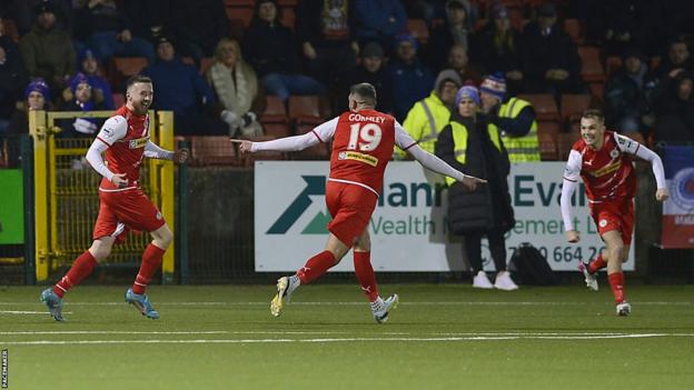Ronan Doherty's well-taken goal gave Cliftonville the lead at Solitude