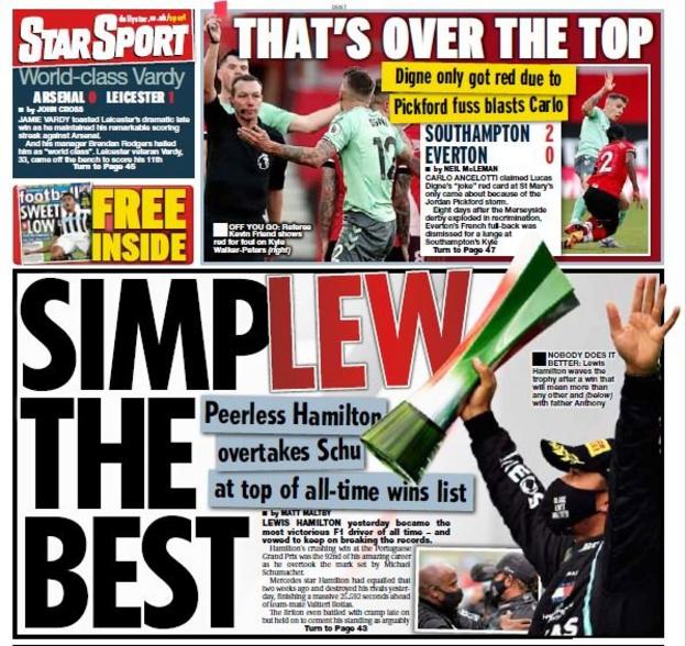 Monday's back pages BBC Sport