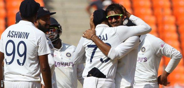Axar Patel celebrates a wicket