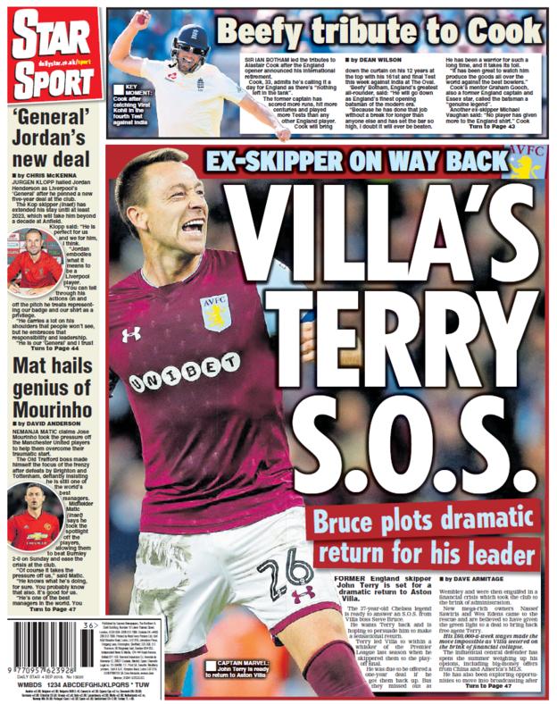 Daily Express back page on Tuesday