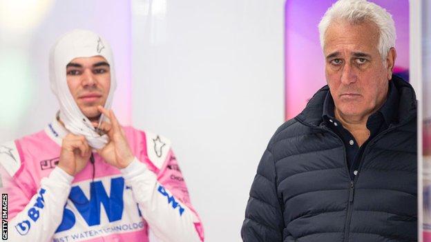 Lance Stroll with his father Lawrence, right