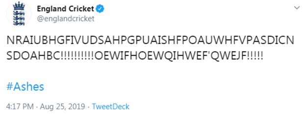 England Cricket's winning moment tweet