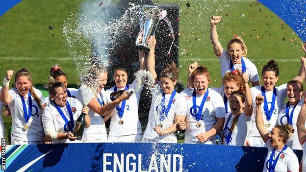 England celebrate with trophy