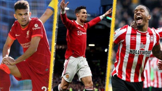 Luis Diaz (Liverpool), Cristiano Ronaldo (Man Utd), Ivan Toney (Brentford)