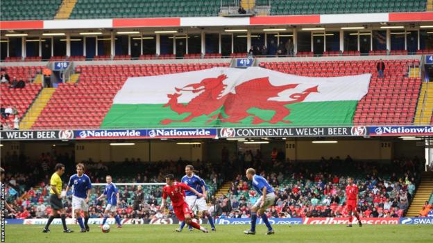 Wales play Finland in 2009 at a sparsely populated Millennium Stadium