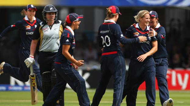 22 June 2009, London: Sciver-Brunt removes New Zealand's Rachel Priest as England do the double and beat the Black Caps in the 2009 ICC Women's World Twenty20 final. Brunt again starred, taking 3-6 from her four overs.