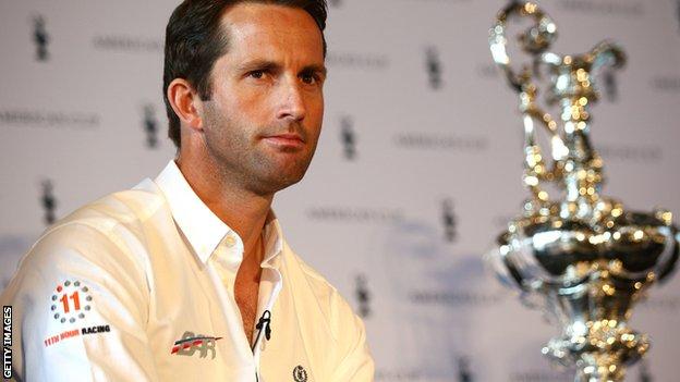 Ben Ainslie with the Americas Cup trophy