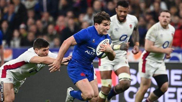 England being beaten by France in Paris