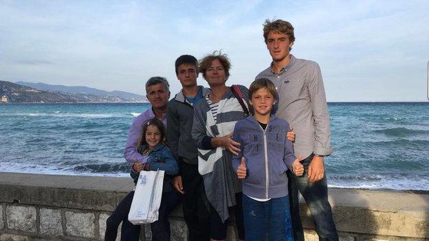 Tsitsipas family portrait, with Tsitsipas aged 16 or 17