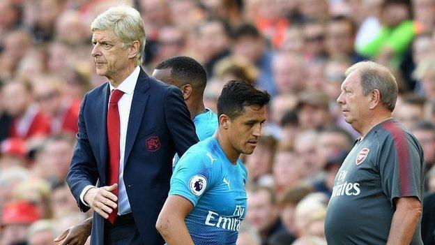 Wenger substitutes Sanchez during Arsenal's 4-0 defeat by Liverpool at Anfield in August