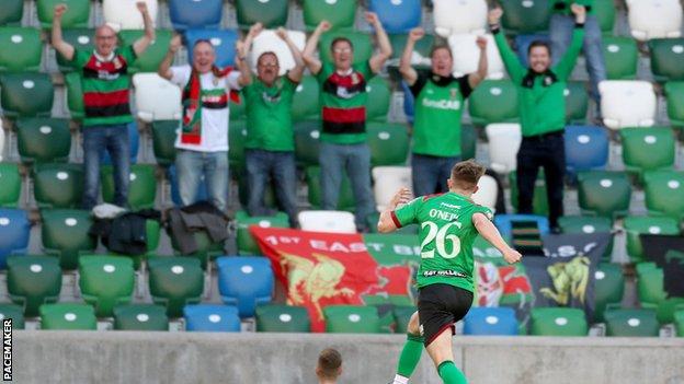 Only 500 supporters were allowed to attend the Irish Cup Final between Glentoran and Ballymena United in late July