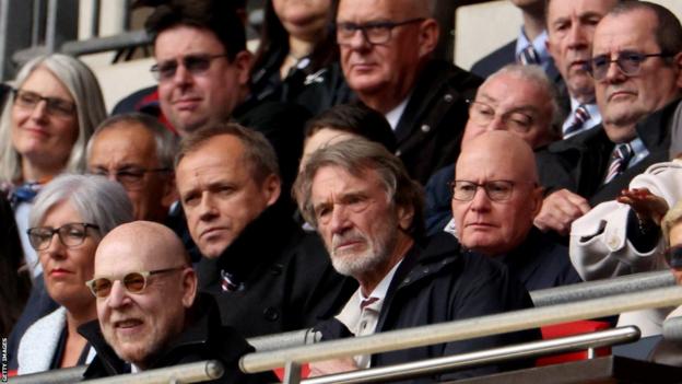 Sir Jim Ratcliffe and Avram Glazer watch Manchester United in their FA Cup semi-final against Coventry at Wembley