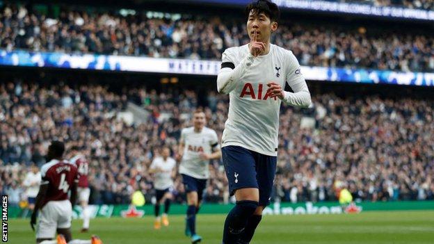 Son Heung-min celebrates