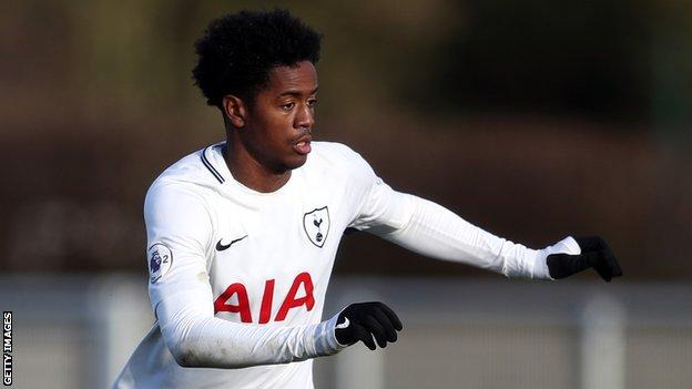Shayon Harrison in action for Tottenham's under-23 side earlier this month
