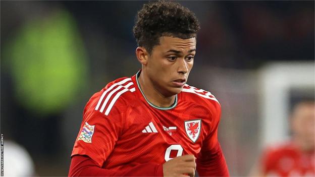 Brennan Johnson in action for Wales