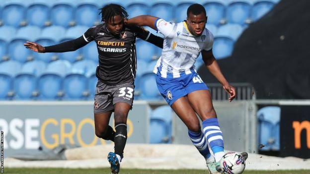Newport County in action against Colchester United