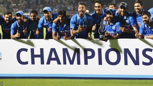 India with the one-day series trophy