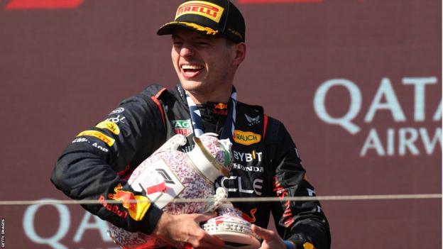 Max Verstappen's broken race winners trophy