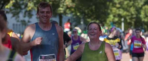 Runners during the Cardiff Half Marathon