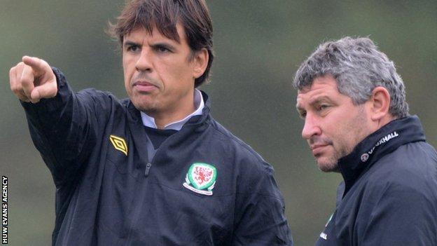 Wales manager Chris Coleman and assistant Osian Roberts