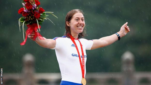 Nicole Cooke on the Beijing 2008 podium