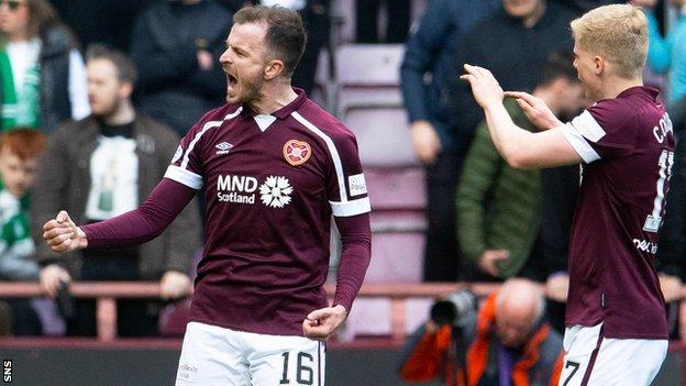 Andy Halliday scored twice as Hearts fought back to beat Hibernian