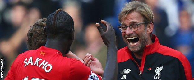 Liverpool boss Jurgen Klopp celebrates winning at Chelsea