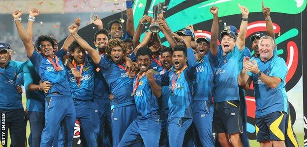 Sri Lanka celebrate winning the World T20