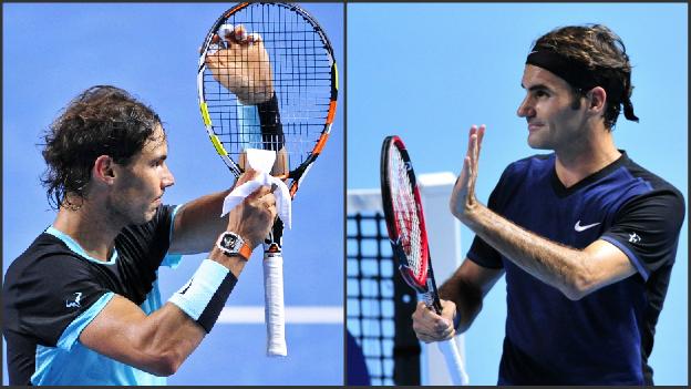 Rafael Nadal (l) and Roger Federer