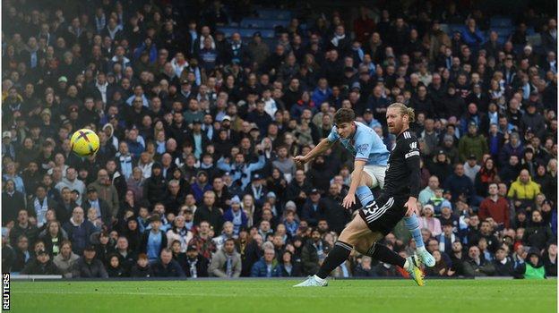 Julian Alvarez put Manchester City 1-0 ahead with his third Premier League goal of the season