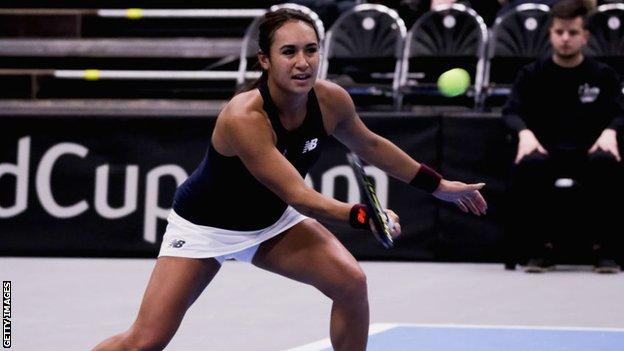 Britain's Heather Watson in Fed Cup action