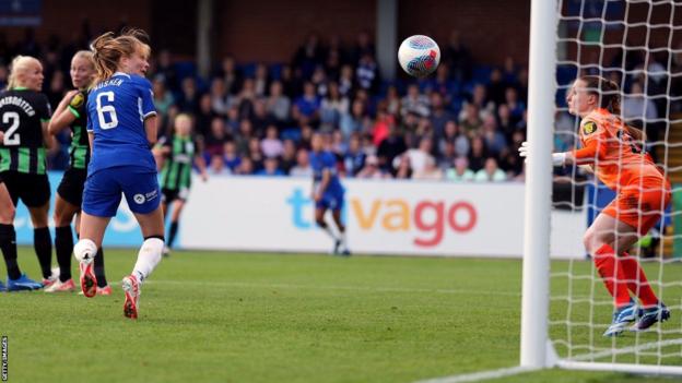 Sjoeke Nusken scores a goal for Chelsea in their 4-2 win over Brighton